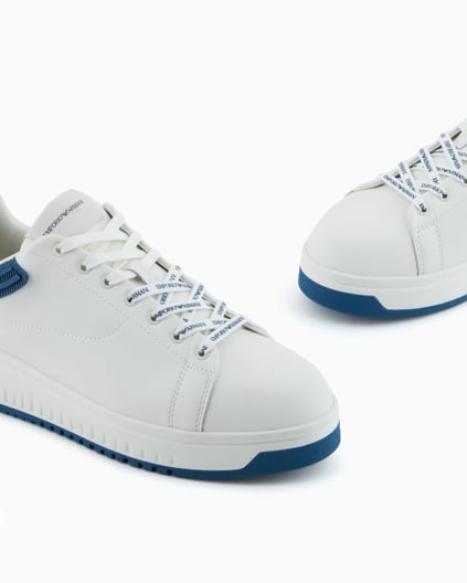 EMPORIO ARMANI Emporıo Armani Erkek Bağlamalı Orta Kalın Taban Deri Beyaz Sneaker EM003663 AF18212-FB060