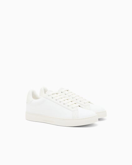 EMPORIO ARMANI Emporıo Armani Erkek Bağlamalı Orta Kalın Taban Deri Beyaz Sneaker EM003843 AF20003-M0107