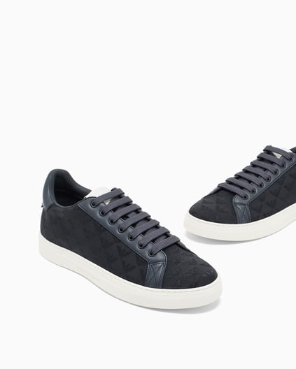 EMPORIO ARMANI Emporıo Armani Erkek Bağlamalı Orta Kalın Taban Deri Lacivert Sneaker EM003843 AF20003-MB007