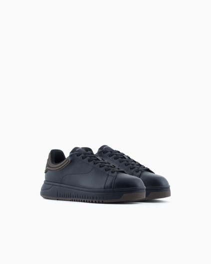 EMPORIO ARMANI Emporıo Armani Erkek Bağlamalı Orta Kalın Taban Deri Siyah Sneaker EM003663 AF18212-MC069
