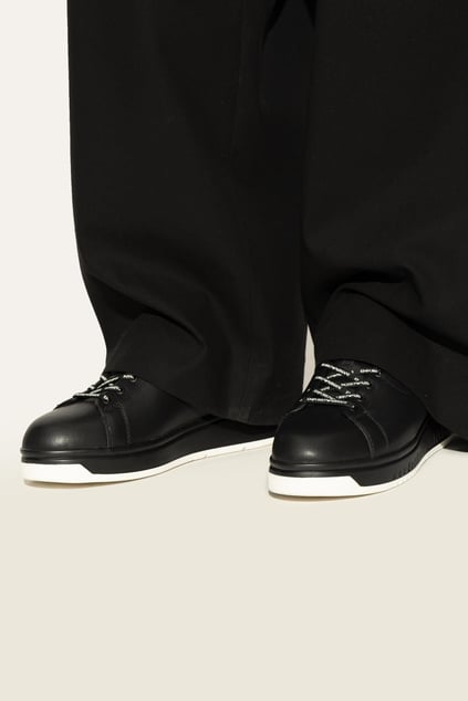 EMPORIO ARMANI Emporıo Armani Erkek Bağlamalı Orta Kalın Taban Deri Siyah2 Sneaker EM003663 AF18212-MC105