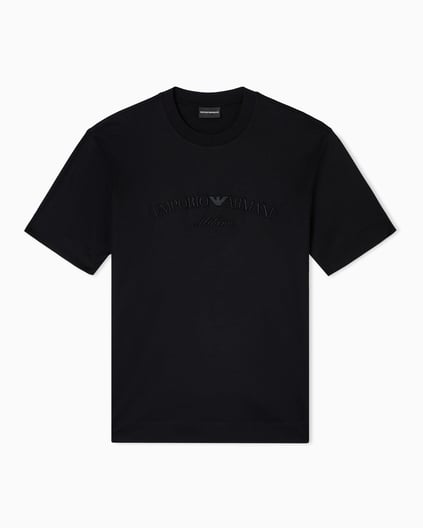Emporio Armani Emporıo Armani Erkek Büyük Kartal İşlemeli Yuvarlak Yakalı Pamuklu Kısa Kollu Siyah T-Shirt EM002835 AF10761-UC001