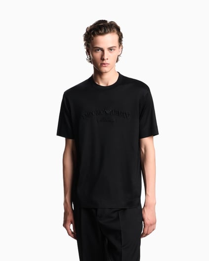 Emporio Armani Emporıo Armani Erkek Büyük Kartal İşlemeli Yuvarlak Yakalı Pamuklu Kısa Kollu Siyah T-Shirt EM002835 AF10761-UC001