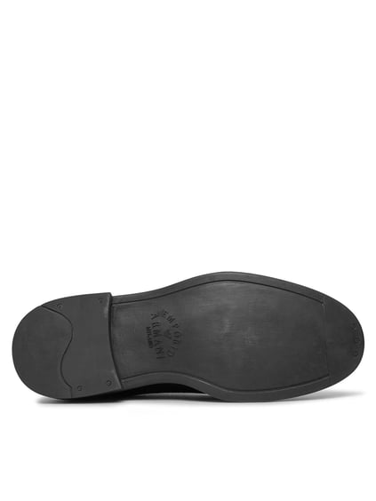 EMPORIO ARMANI Emporıo Armani Erkek Çakıllı Deri Yuvarlak Burunlu Bağcıklı Tış Tabanı Logo Desenli Siyah Ayakkabı X4C653 XF583-00002