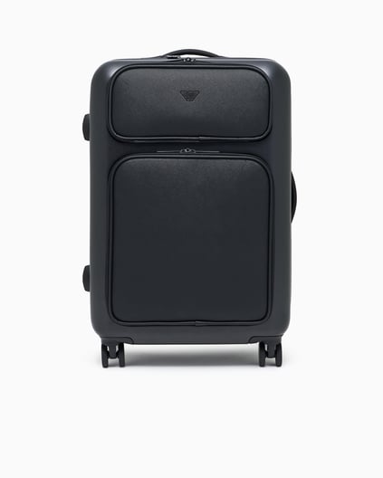 EMPORIO ARMANI Emporıo Armani Erkek Dış Fermuarlı Cep Üst Sap Dört Tekerlek Siyah Valiz & Bavul EM002547 AF13805-UC001