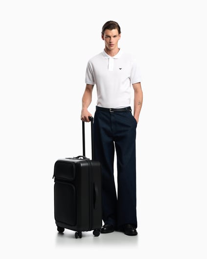 EMPORIO ARMANI Emporıo Armani Erkek Dış Fermuarlı Cep Üst Sap Dört Tekerlek Siyah Valiz & Bavul EM002547 AF13805-UC001
