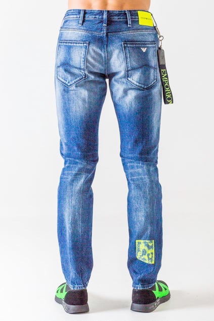 Emporio Armani Emporıo Armani Erkek Düğmeli Cepli Geniş Kesim Mavi Jeans 3H1J06 1DA1Z-942