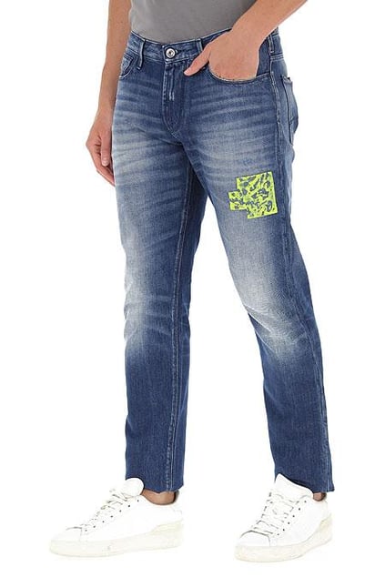 Emporio Armani Emporıo Armani Erkek Düğmeli Cepli Geniş Kesim Mavi Jeans 3H1J06 1DA1Z-942