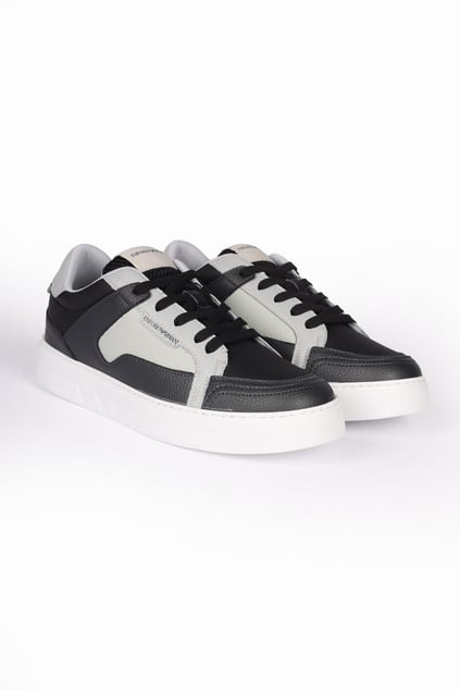 Emporio Armani Emporıo Armani Erkek File Detaylı Logolu Yüksek Tabanlı Günlük Gri-Beyaz Sneaker X4X568 XN162-S787
