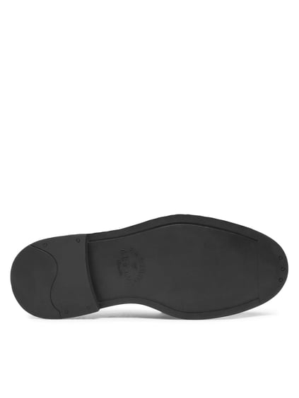 EMPORIO ARMANI Emporıo Armani Erkek Fırçalanmış Deri Yuvarlak Burunlu Bağcıklı Cilalı Siyah Ayakkabı X4C653 XF740-00002