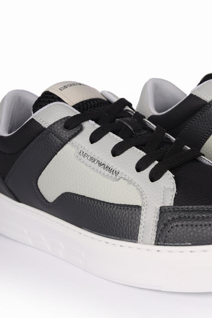 Emporio Armani Emporıo Armani Erkek File Detaylı Logolu Yüksek Tabanlı Günlük Gri-Beyaz Sneaker X4X568 XN162-S787