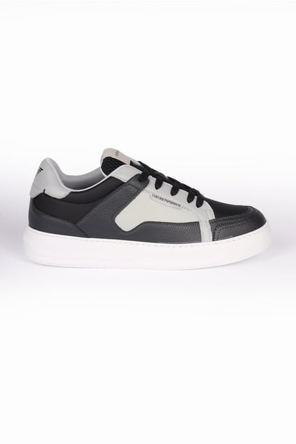 Emporio Armani Emporıo Armani Erkek File Detaylı Logolu Yüksek Tabanlı Günlük Gri-Beyaz Sneaker X4X568 XN162-S787