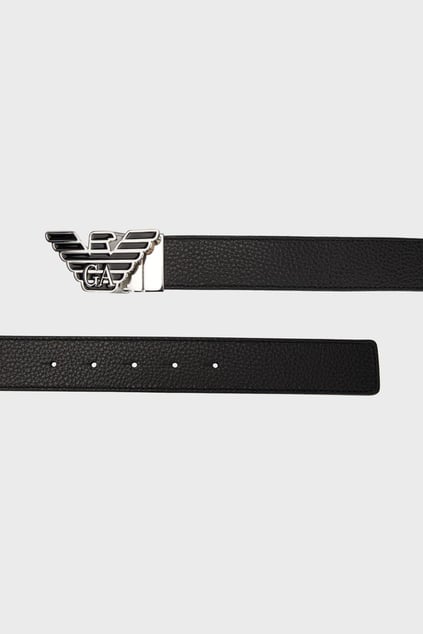 EMPORIO ARMANI Emporıo Armani Erkek GA Logolu Deri Siyah Kemer EM001823 AF14507-MC118