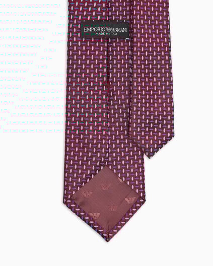 Emporio Armani Emporıo Armani Erkek Jakarlı Mikro Desenli Saf İpek Bordo Kravat EM001344 TE16540-F5072