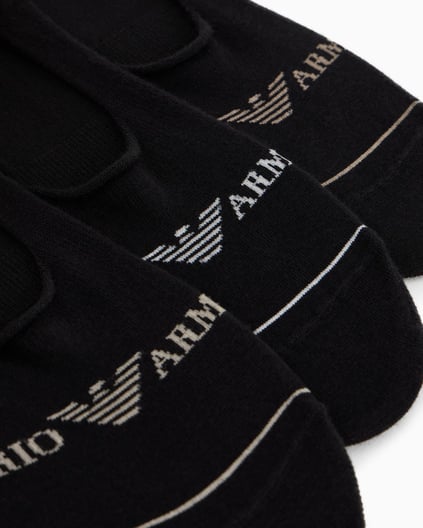 EMPORIO ARMANI Emporıo Armani Erkek Jakarlı Logolu Streç Pamuklu 3'lü Siyah Çorap EM000548 AF12276-MC061