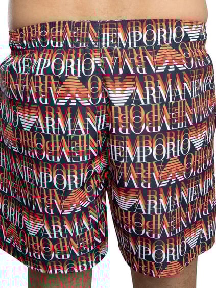 EMPORIO ARMANI Emporıo Armani Erkek Jakarlı Logo Desenli Beli Lastikli ve İp Bağlamalı Turuncu Mayo EM000583 AF12338-FB057