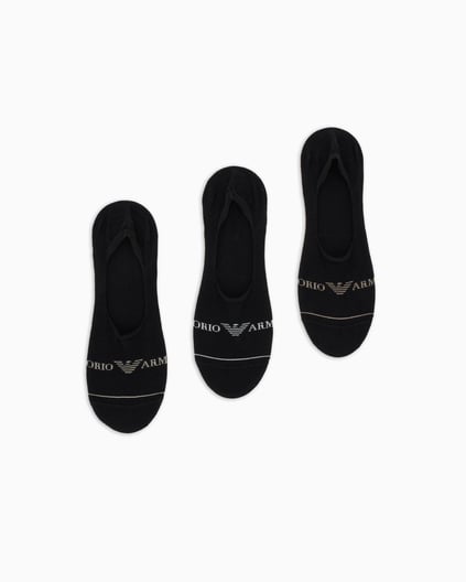 EMPORIO ARMANI Emporıo Armani Erkek Jakarlı Logolu Streç Pamuklu 3'lü Siyah Çorap EM000548 AF12276-MC061