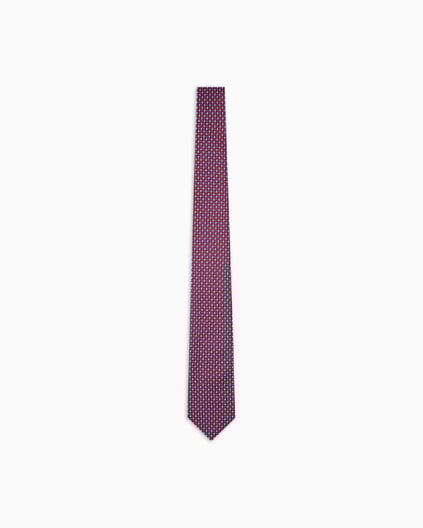 Emporio Armani Emporıo Armani Erkek Jakarlı Mikro Desenli Saf İpek Bordo Kravat EM001344 TE16540-F5072