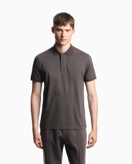 EMPORIO ARMANI Emporıo Armani Erkek Kartal Logolu Normal Kalıp Pike Pamuklu Kısa Kollu Gri Polo Yaka T-Shirt EM003171 AF13742-U8143