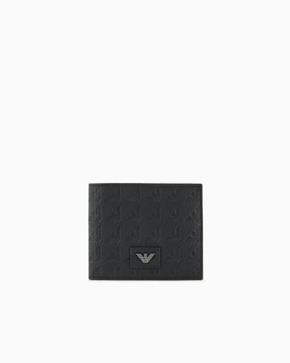 EMPORIO ARMANI Emporıo Armani Erkek Kabartmalı Kartal Motifli Bozuk Para Cepli Deri Siyah Cüzdan EM001741 AF14774-UC001
