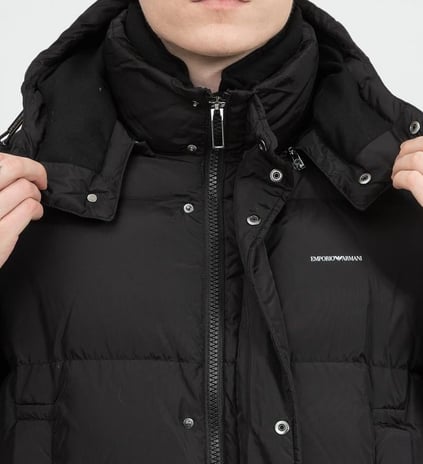 Emporio Armani Emporıo Armani Erkek Kapşonlu Yaka Marka Detaylı Fermuarlı Şişme Siyah Mont 6K1B99 1NQTZ-SIY