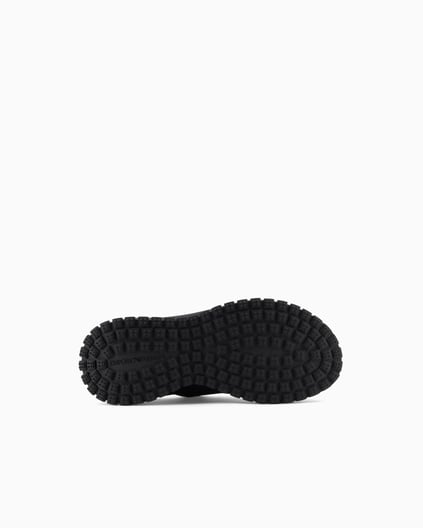 EMPORIO ARMANI Emporıo Armani Erkek Kalın Taban Bağcıklı Taban Arkası Marka Yazı Desenli Siyah Sneaker EM003035 AF18226-MC105