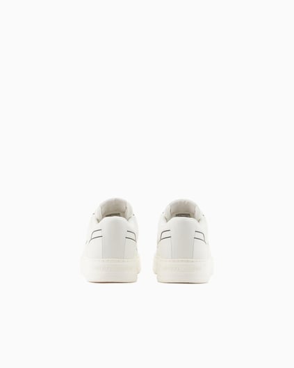 Emporio Armani Emporıo Armani Erkek Kabartmalı Baskı Desenli Kontrast Logo Detaylı Deri Beyaz Sneaker EM002852 AF18014-M0017