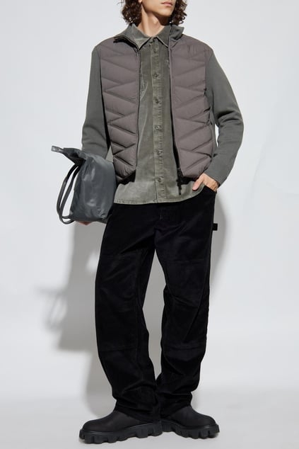 Emporio Armani Emporıo Armani Erkek Kuş Tüyü Dolgulu Kapitone Desenli Örme Kol Detaylı Gri Ceket EM003426 AF17823-U8143