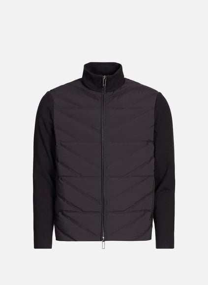 Emporio Armani Emporıo Armani Erkek Kuş Tüyü Dolgulu Kapitone Desenli Örme Kol Detaylı Lacivert Ceket EM003426 AF17823-UB118