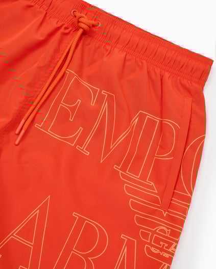 EMPORIO ARMANI Emporıo Armani Erkek Lastikli Bağlamalı Bel Kısa Boy Marka Yazı Desen Kırmızı Mayo EM000583 AF12326-U5026