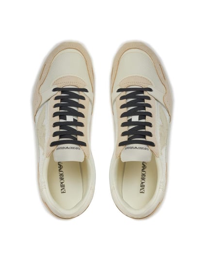 Emporio Armani Emporıo Armani Erkek Logolu Normal Kalıp Bağcıklı Günlük Ekru Sneaker X4X537 XN730-01427