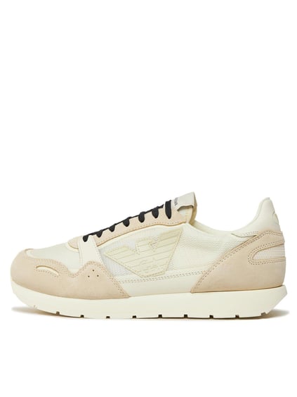 Emporio Armani Emporıo Armani Erkek Logolu Normal Kalıp Bağcıklı Günlük Ekru Sneaker X4X537 XN730-01427