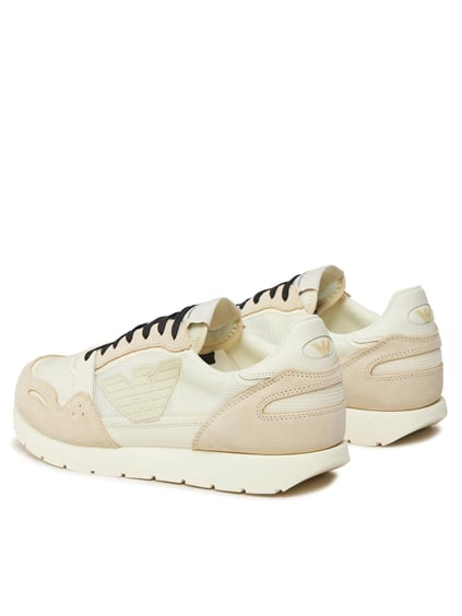 Emporio Armani Emporıo Armani Erkek Logolu Normal Kalıp Bağcıklı Günlük Ekru Sneaker X4X537 XN730-01427