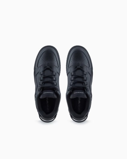 Emporio Armani Emporıo Armani Erkek Logo İmzalı Nefes Alabilir Üst Yüzey Rahat Taban Deri Siyah Sneaker EM003670 AF19554-UC001