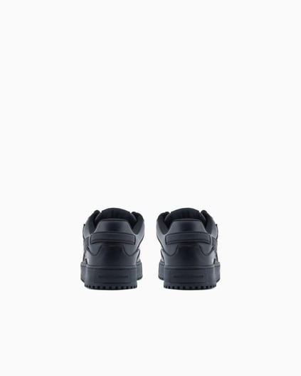 Emporio Armani Emporıo Armani Erkek Logo İmzalı Nefes Alabilir Üst Yüzey Rahat Taban Deri Siyah Sneaker EM003670 AF19554-UC001