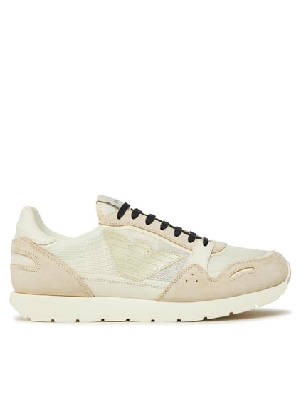 Emporio Armani Emporıo Armani Erkek Logolu Normal Kalıp Bağcıklı Günlük Ekru Sneaker X4X537 XN730-01427