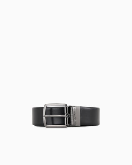 EMPORIO ARMANI Emporıo Armani Erkek Logo İşlemeli Toka Detaylı Çift Taraflı %100 Deri Siyah Kemer Y4S576 Y748I-88044
