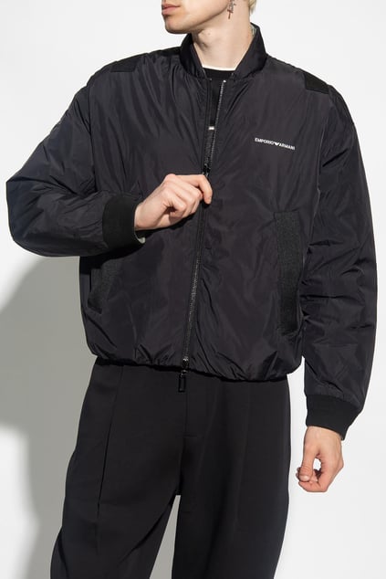 Emporio Armani Emporıo Armani Erkek Marka Logo Detaylı Dik Yaka Fermuar Kapamalı Siyah Mont 6R1B84 1NHMZ-0066