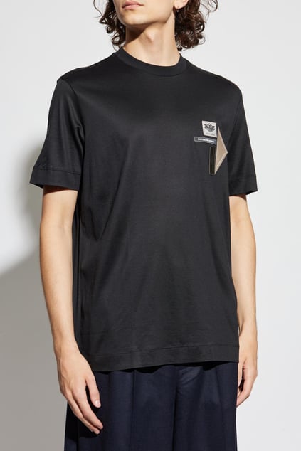 Emporio Armani Emporıo Armani Erkek Normal Kalıp Esnek Pamuklu Logo Detaylı Kısa Kollu Siyah T-Shirt EM002959 AF18312-UC001
