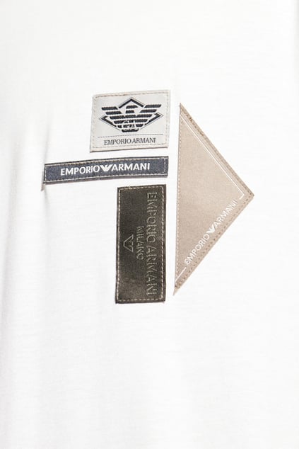 Emporio Armani Emporıo Armani Erkek Normal Kalıp Esnek Pamuklu Logo Detaylı Kısa Kollu Beyaz T-Shirt EM002959 AF18312-U0003
