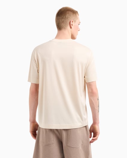 EMPORIO ARMANI Emporıo Armani Erkek Normal Kesim Yuvarlak Yaka Pamuklu Milano Baskılı Kısa Kollu Bej T-Shirt EM001033 AF10017-M1052