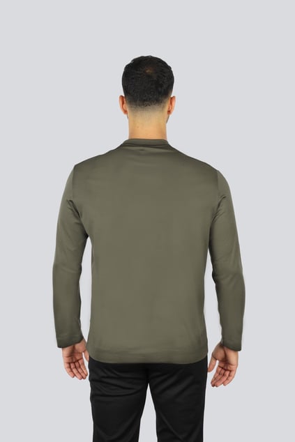 Emporio Armani Emporıo Armani Erkek Normal Kalıp Esnek Pamuklu Kartal Logo Detaylı Uzun Kollu Haki T-Shirt EM004346 AF10761-U8120