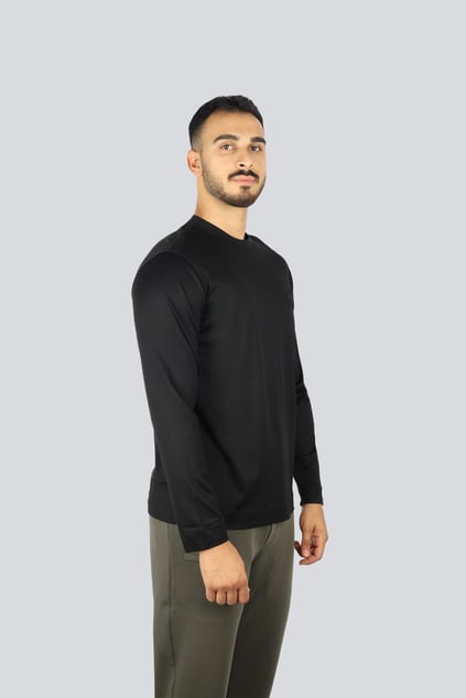 Emporio Armani Emporıo Armani Erkek Normal Kalıp Esnek Pamuklu Kartal Logo Detaylı Uzun Kollu Siyah T-Shirt EM004346 AF10761-UC001