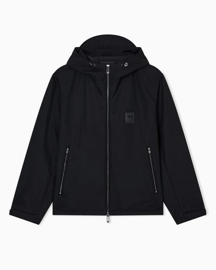 Emporio Armani Emporıo Armani Erkek Normal Kalıp Kapüşonlu Metalik Logo Detaylı Siyah Ceket EM003417 AF18264-UC001