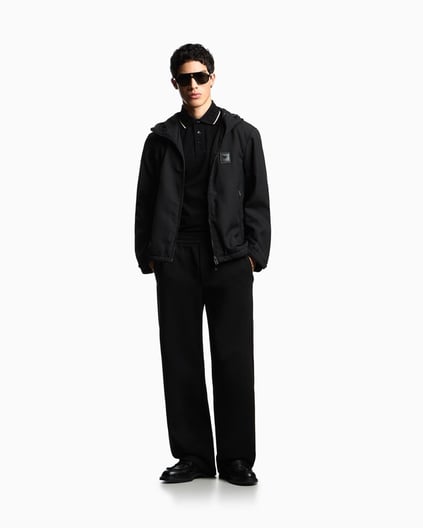 Emporio Armani Emporıo Armani Erkek Normal Kalıp Kapüşonlu Metalik Logo Detaylı Siyah Ceket EM003417 AF18264-UC001