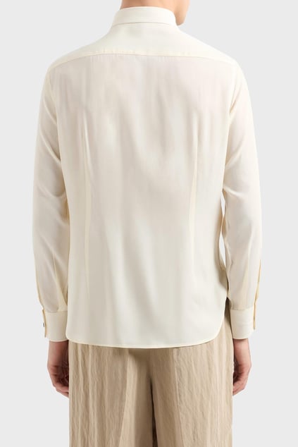 EMPORIO ARMANI Emporıo Armani Erkek Pamuklu Uzun Kollu Düğme Kapamalı Beyaz Gömlek EM001537 AF14214-U0003