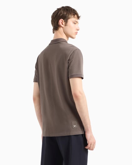 EMPORIO ARMANI Emporıo Armani Erkek Polo Yaka Normal Kesim Saf Pamuklu Kısa Kollu Kahverengi Polo Yaka T-Shirt EM001146 AF13742-U6200