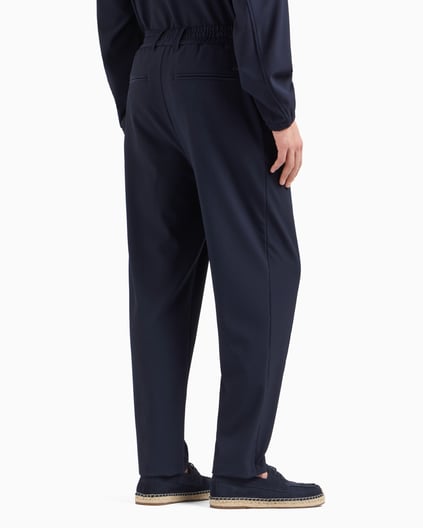 EMPORIO ARMANI Emporıo Armani Erkek Rahat Kalıp Esnek Dokulu Kumaş Pileli Geniş Paça Siyah Pantolon EM001508 AF14076-UC001