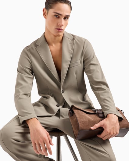 EMPORIO ARMANI Emporıo Armani Erkek Rahat Kalıp Esnek Dokulu Kumaş Pileli Geniş Paça Bej Pantolon EM001508 AF14076-U6218