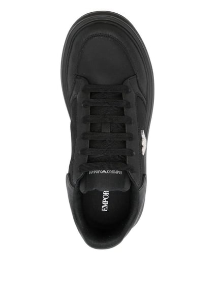 EMPORIO ARMANI Emporıo Armani Erkek Rahat Taban Armani Kartal Logolu Siyah Sneaker EM003666 AF19532-MC105